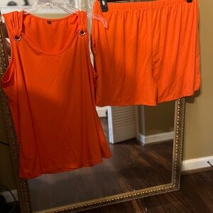 Vibrant Orange Tank Top and Shorts Set